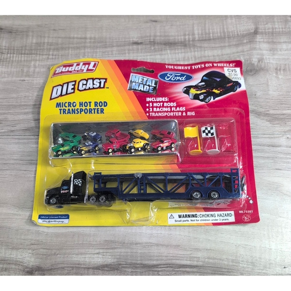 2003 Imperial Toy Ford Micro Hot Rod Car Transporter 1:144 Scale New #75501